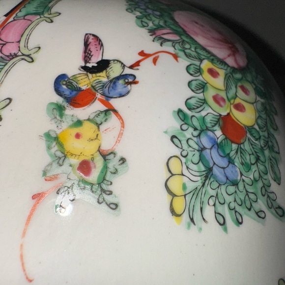 Vintage Chinese Famille Rose Medallion Porcelain Bowl Hand Painted W WOOD STAND - Picture 12 of 16